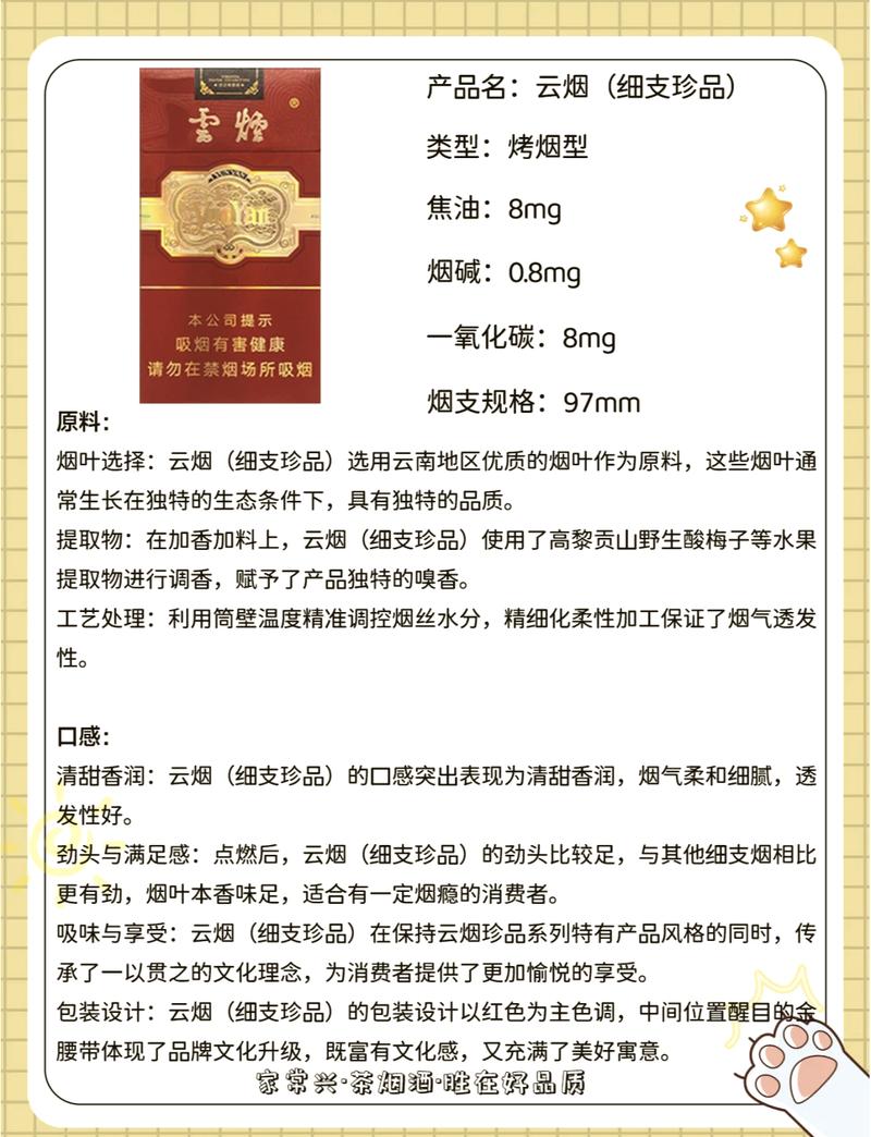 云烟珍品进口香烟价格一览，品味奢华，尽在指尖流转